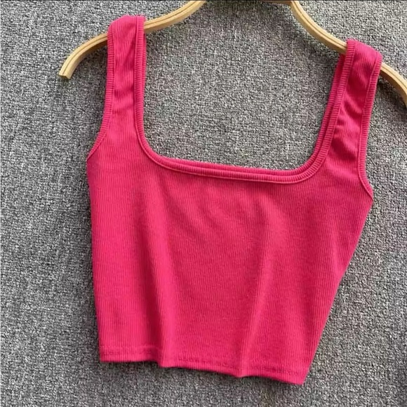 Womens Ribbed Solid Slim Fit Crop Tank Top/Cami/Bralette | NEW!!! 💜💗🩵 - Picture 13 of 15